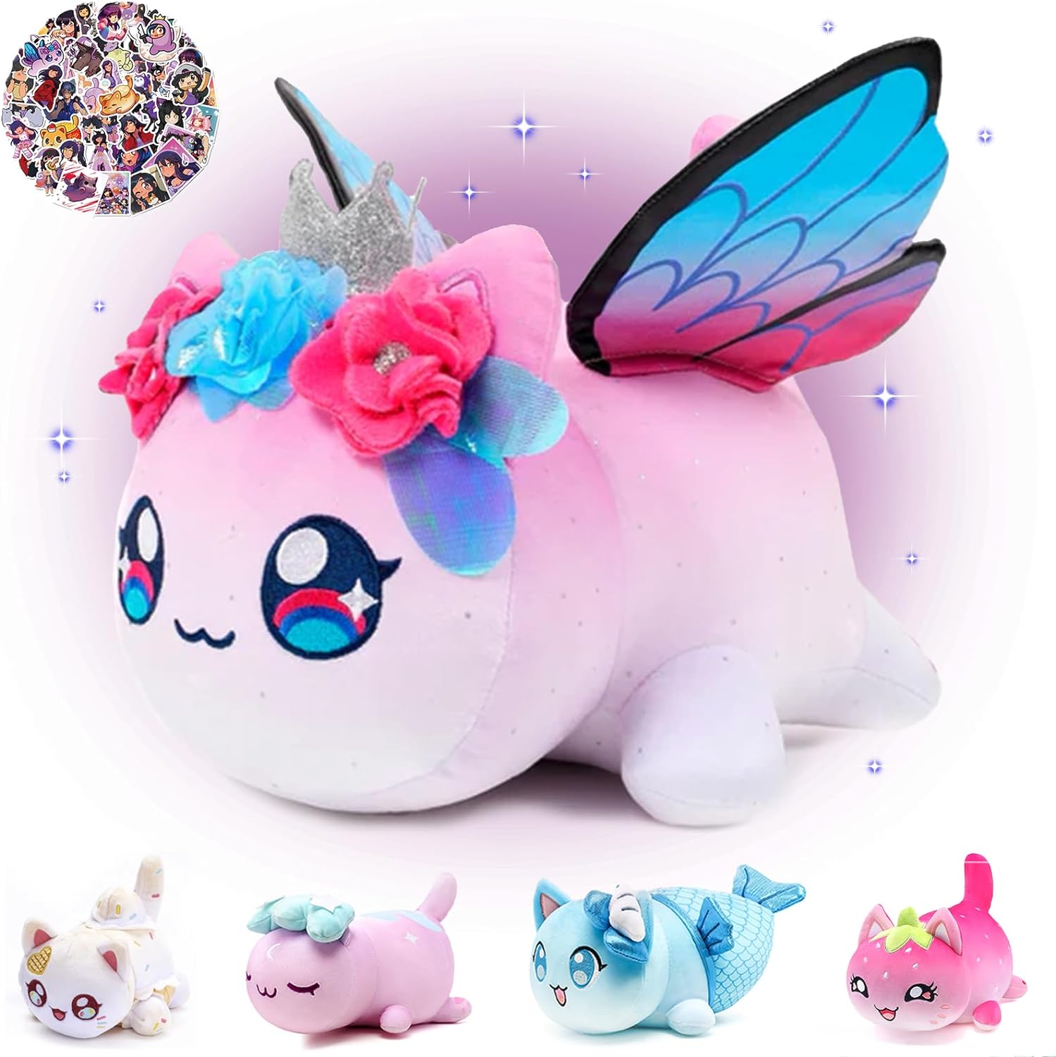 11-inches Fairy Cat Plush + 60-Sticker – Meemaows Cute Kawaii Cat Plush Collection